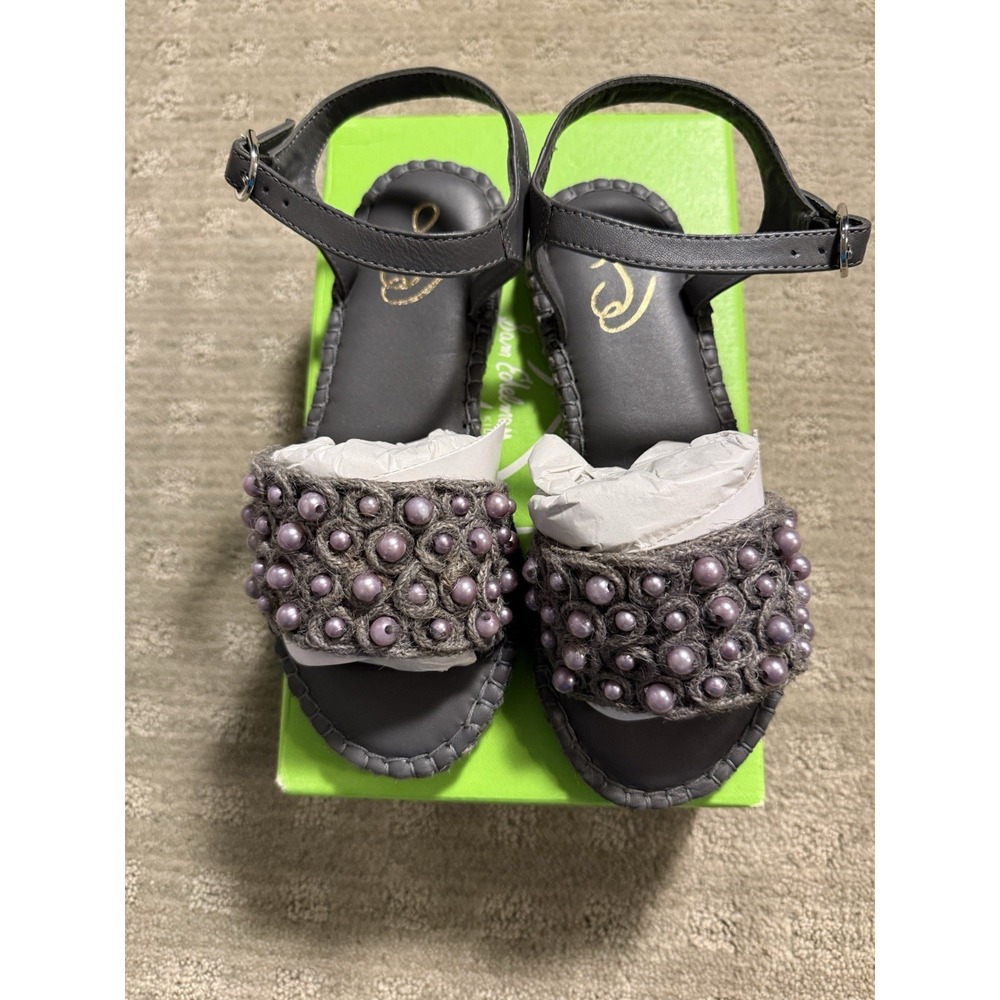 Sam Edelman‎ Holly I1498F1 Sandal Girls US 2  Gray Mini Beaded Ankle Strap